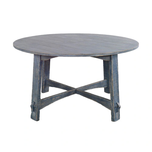 Table ronde en acajou planché bleu océan de 54 pouces
