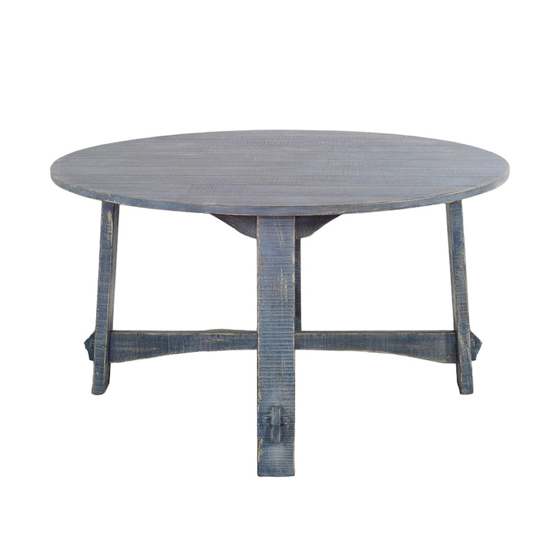 Table ronde en acajou planché bleu océan de 54 pouces