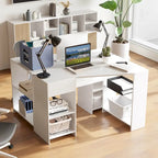 Bureau informatique Costway en forme de L avec tiroir et étagères de rangement pour la maison