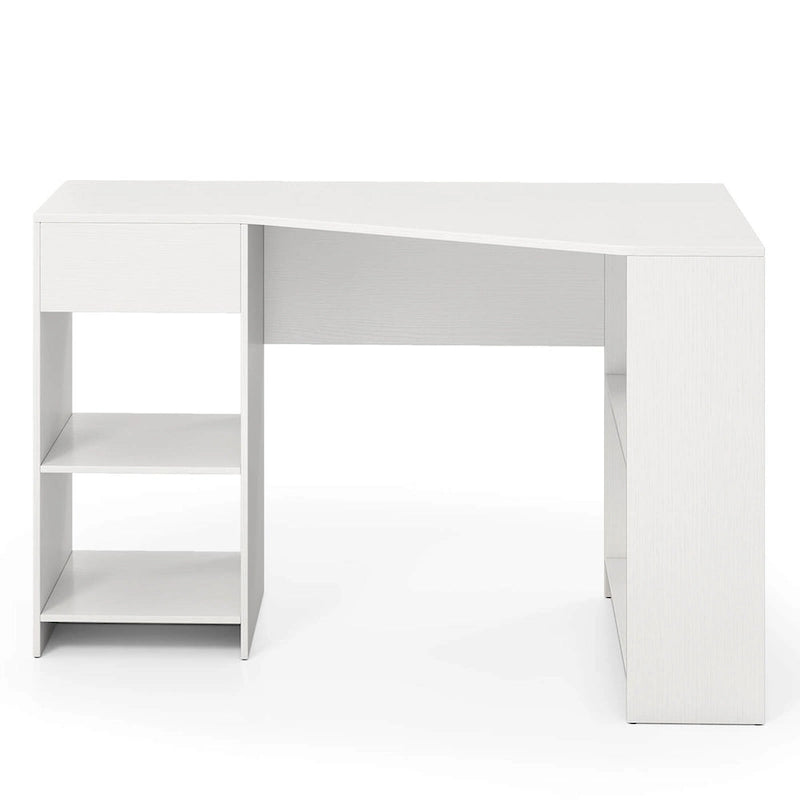 Bureau informatique Costway en forme de L avec tiroir et étagères de rangement pour la maison