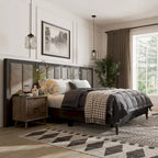 Furniture of America Orelo Modern Dark Brown Extended Wall Panel Bed with Reading Lights