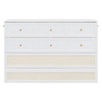 Lit escamotable Queen Size blanc avec rangements et grands tiroirs