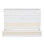 Lit escamotable Queen Size blanc avec rangements et grands tiroirs