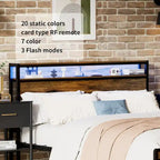 Lit plateforme Queen Size avec tête de lit de rangement, éclairage LED et port de charge