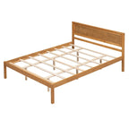 Lit plateforme en pin de taille Queen Espresso avec tête de lit et support à lattes en bois