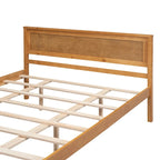 Lit plateforme en pin de taille Queen Espresso avec tête de lit et support à lattes en bois
