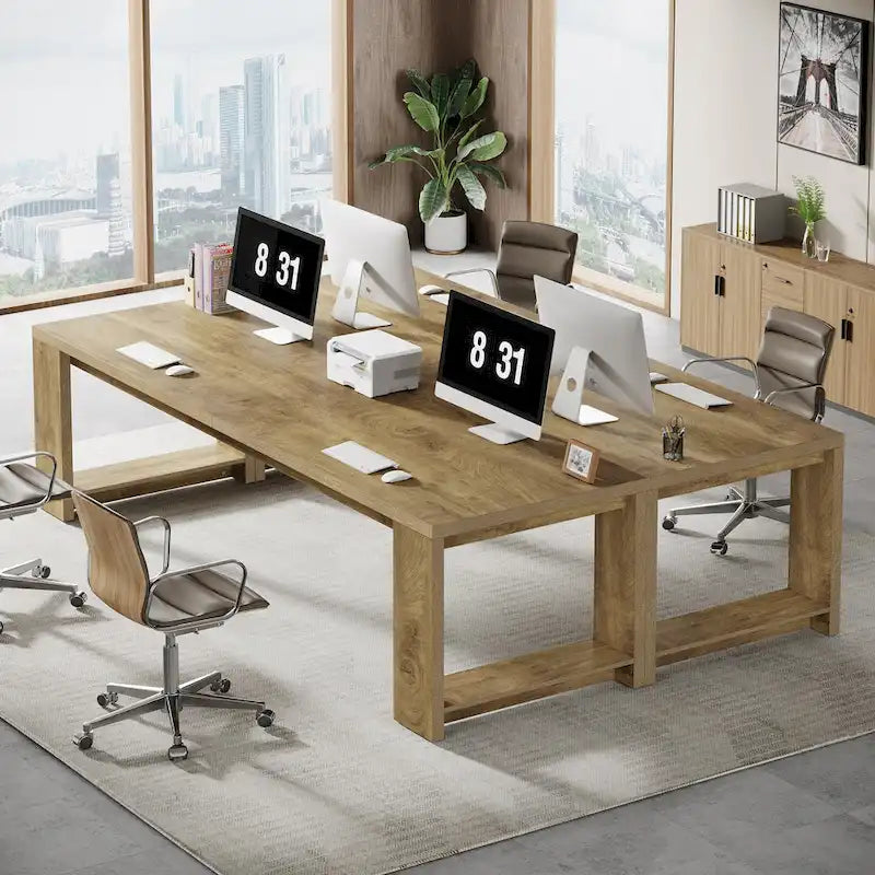 Bureau extra long de 86,6 pouces, grande table de travail, poste de travail.