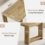 Bureau extra long de 86,6 pouces, grande table de travail, poste de travail.