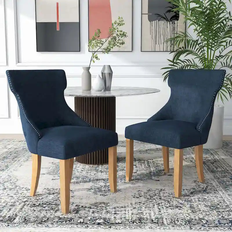 Chaise deux pièces moderne en bois capitonnée à oreilles