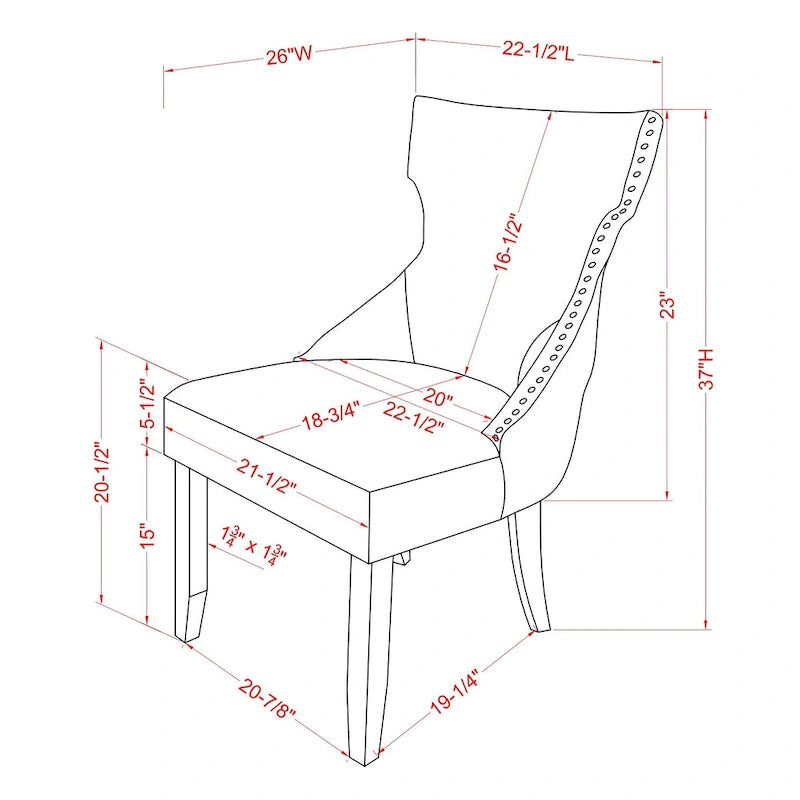 Chaise deux pièces moderne en bois capitonnée à oreilles