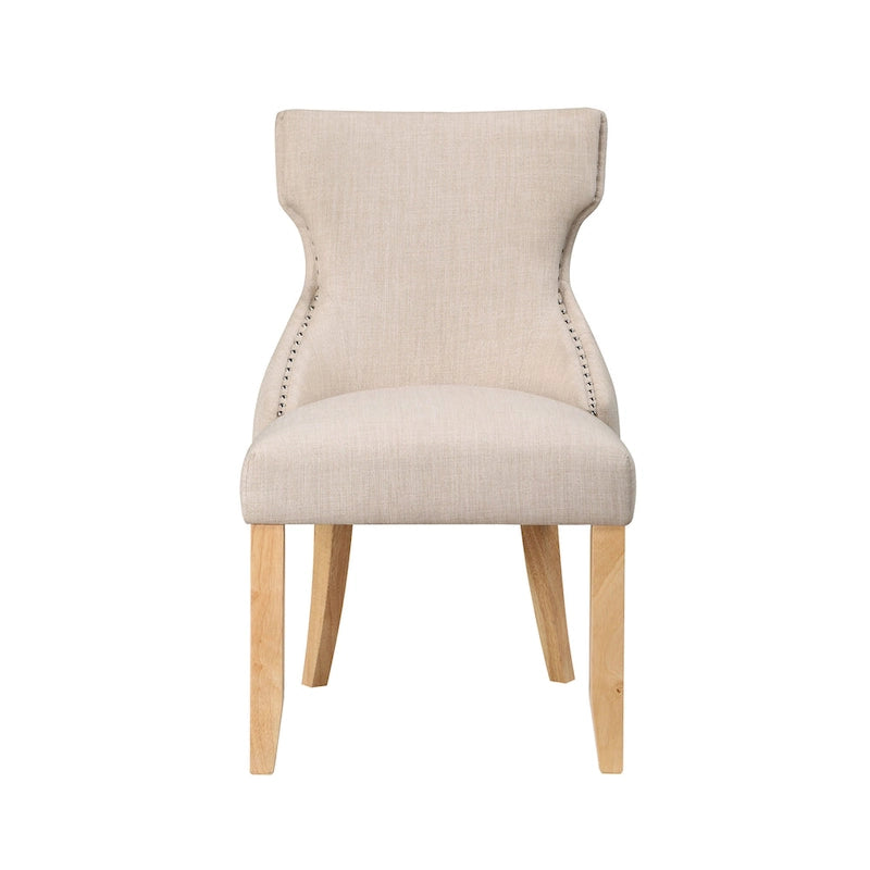 Chaise deux pièces moderne en bois capitonnée à oreilles