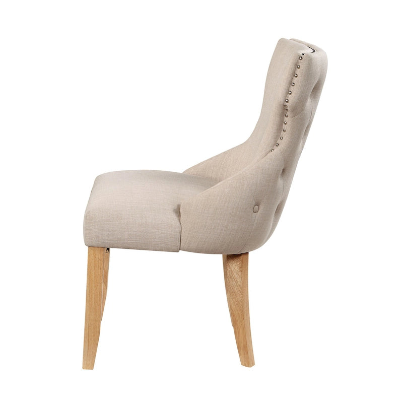 Chaise deux pièces moderne en bois capitonnée à oreilles