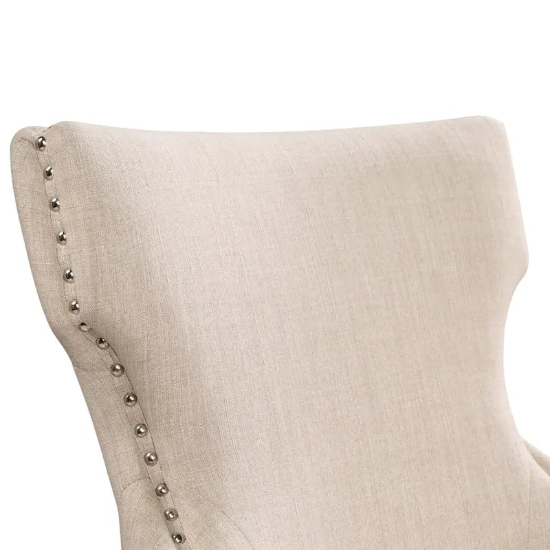 Chaise deux pièces moderne en bois capitonnée à oreilles