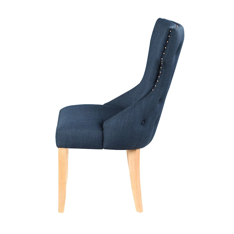 Chaise deux pièces moderne en bois capitonnée à oreilles