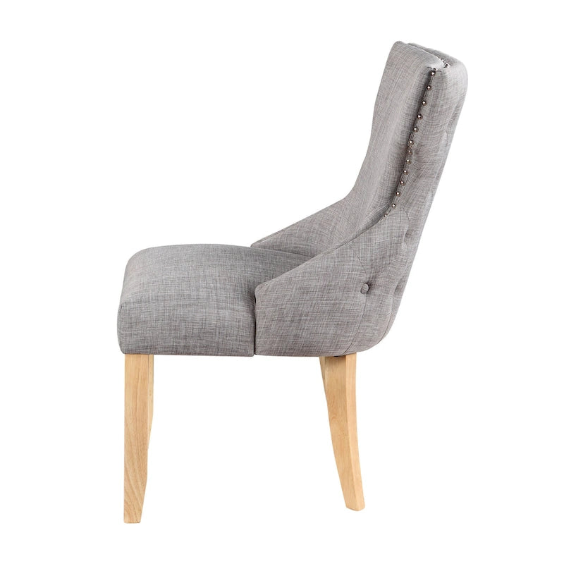 Chaise deux pièces moderne en bois capitonnée à oreilles