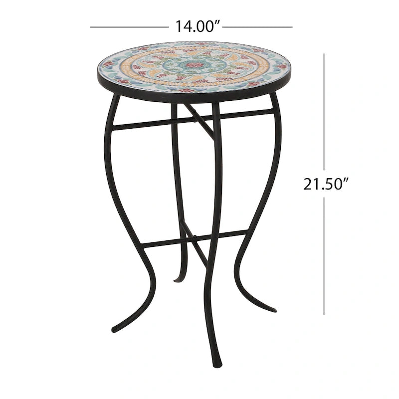 Table d'appoint d'intérieur, plateau carrelé
