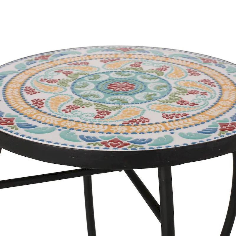 Table d'appoint d'intérieur, plateau carrelé