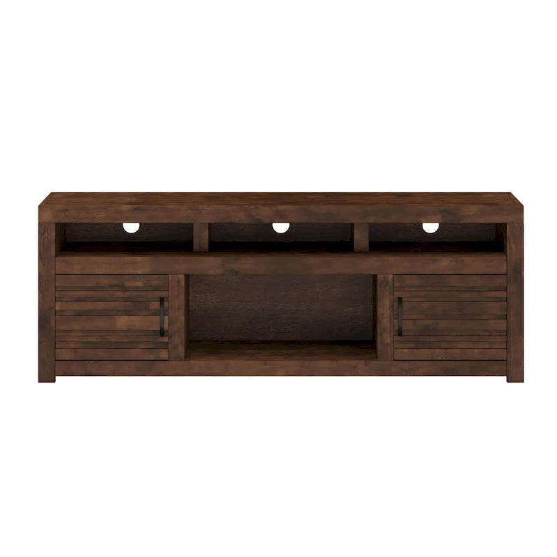 Meuble TV console de 72 pouces pour téléviseurs jusqu'à 85 pouces, aucun assemblage requis, finition Whiskey