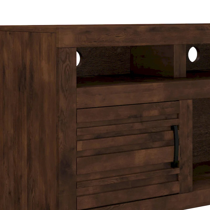 Meuble TV console de 72 pouces pour téléviseurs jusqu'à 85 pouces, aucun assemblage requis, finition Whiskey