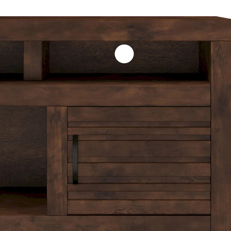 Meuble TV console de 72 pouces pour téléviseurs jusqu'à 85 pouces, aucun assemblage requis, finition Whiskey
