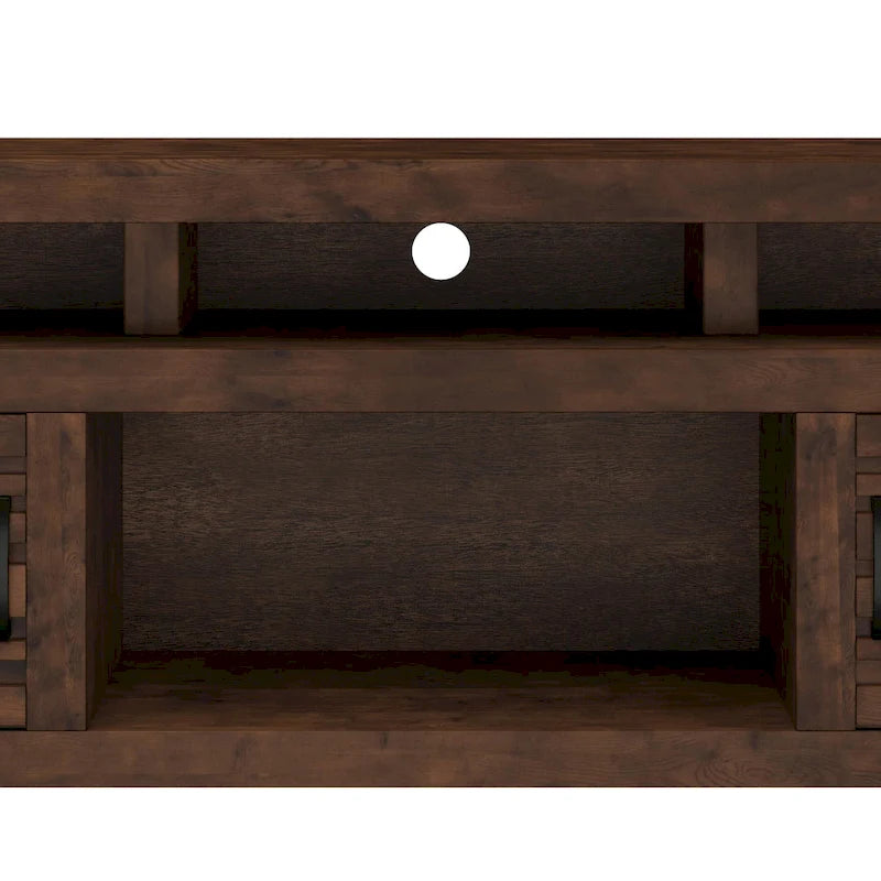 Meuble TV console de 72 pouces pour téléviseurs jusqu'à 85 pouces, aucun assemblage requis, finition Whiskey