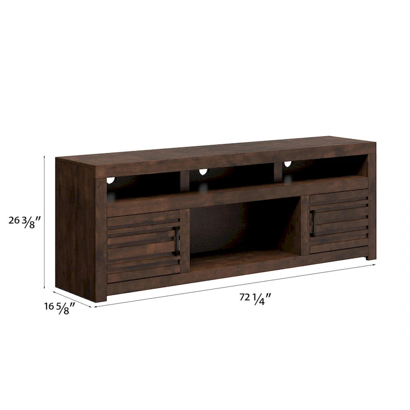 Meuble TV console de 72 pouces pour téléviseurs jusqu'à 85 pouces, aucun assemblage requis, finition Whiskey