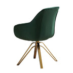 Fauteuil pivotant 23 en velours vert et doré - 23