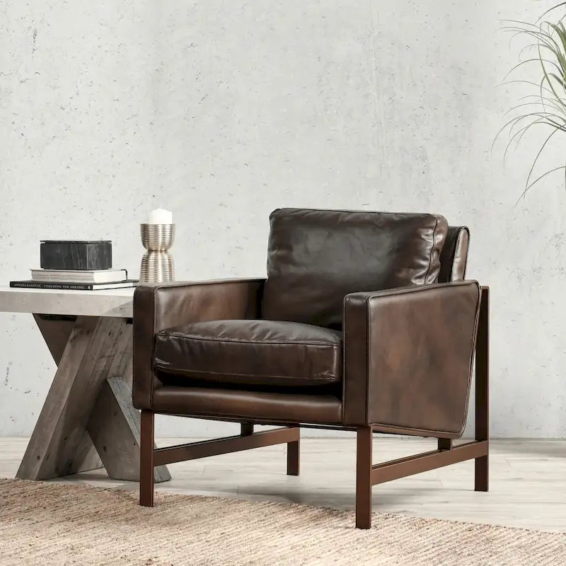 Fauteuil club classique en cuir