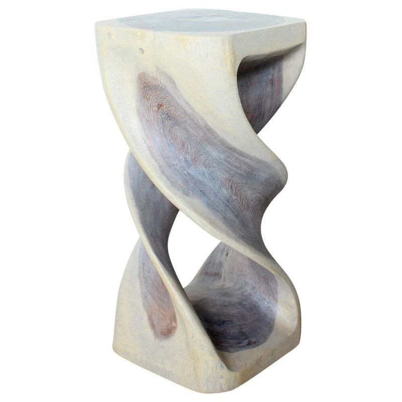 Tabouret-table double torsion en bois 14 po L x 30 po H Huile grise - 14 x 14 x 30