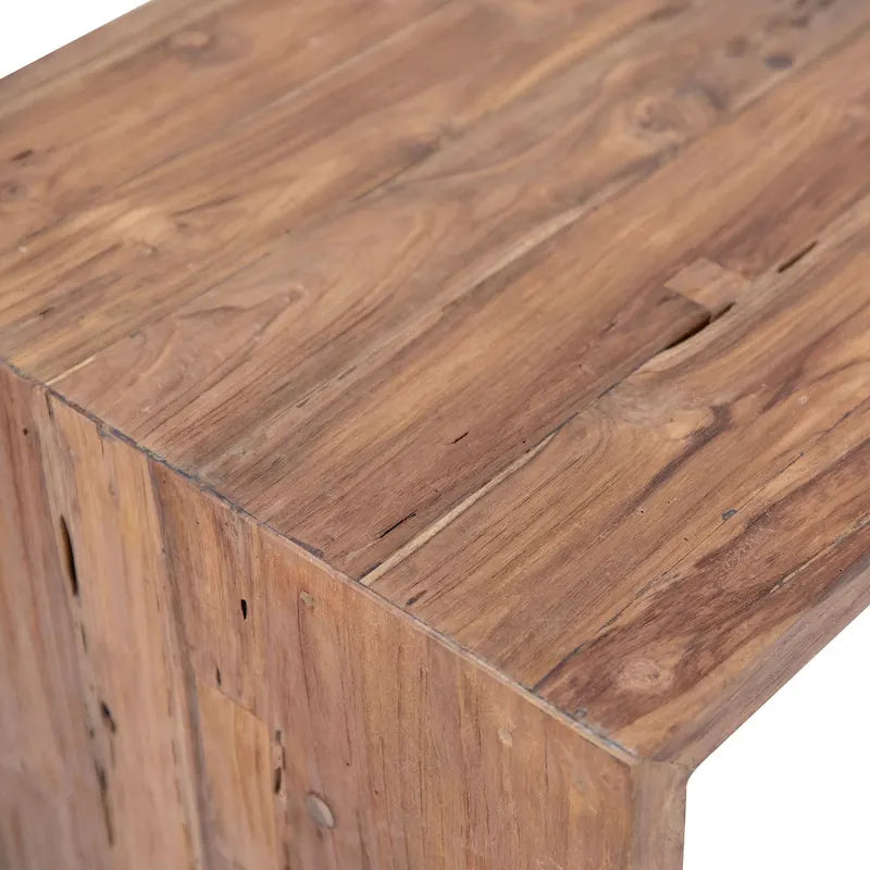 Bureau de secrétaire rectangulaire en teck recyclé en cascade de 60 pouces