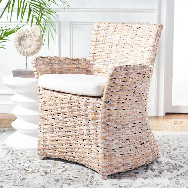 Fauteuil en osier gris délavé - 28 L x 24 P x 33 H - 28Lx24Px33H