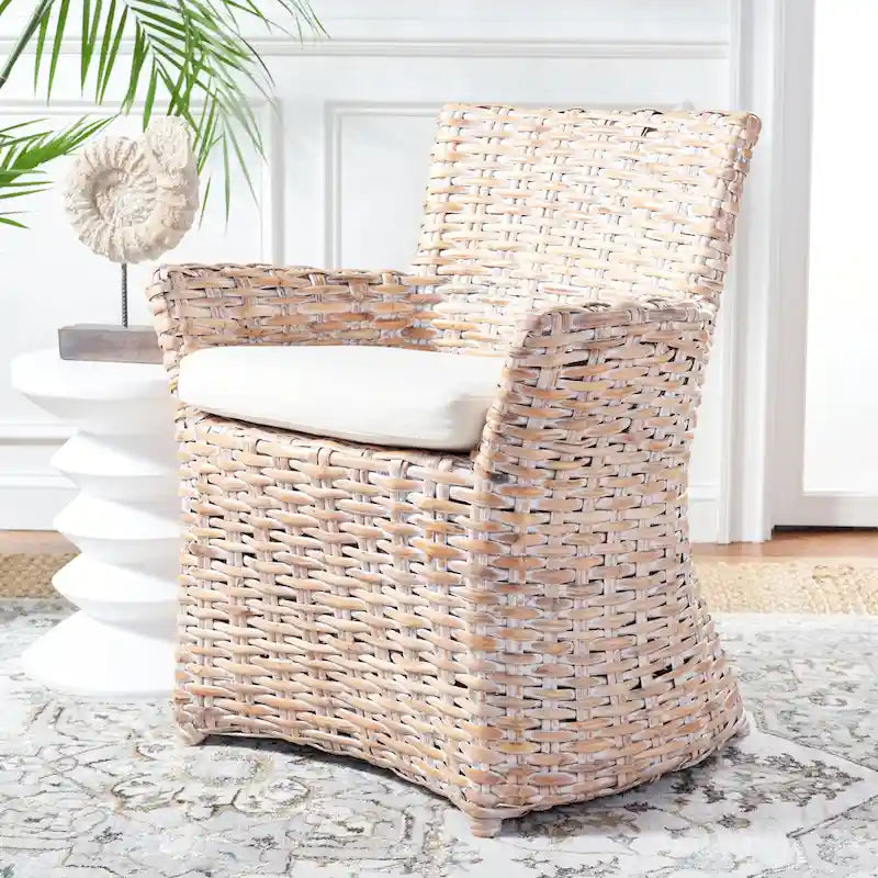 Fauteuil en osier gris délavé - 28 L x 24 P x 33 H - 28Lx24Px33H