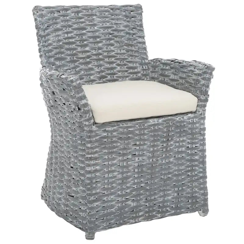 Fauteuil en osier gris délavé - 28 L x 24 P x 33 H - 28Lx24Px33H