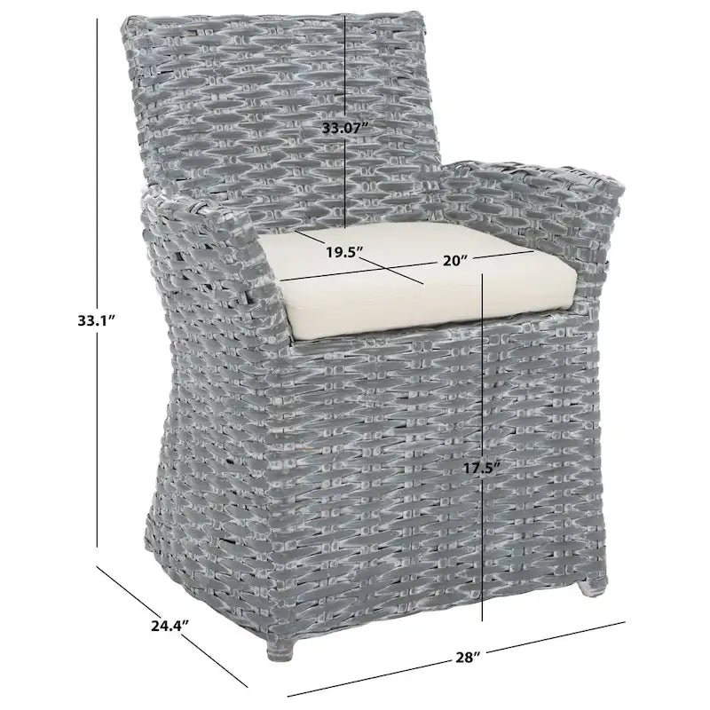 Fauteuil en osier gris délavé - 28 L x 24 P x 33 H - 28Lx24Px33H