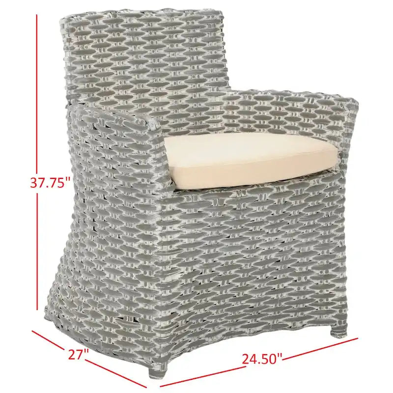 Fauteuil en osier gris délavé - 28 L x 24 P x 33 H - 28Lx24Px33H