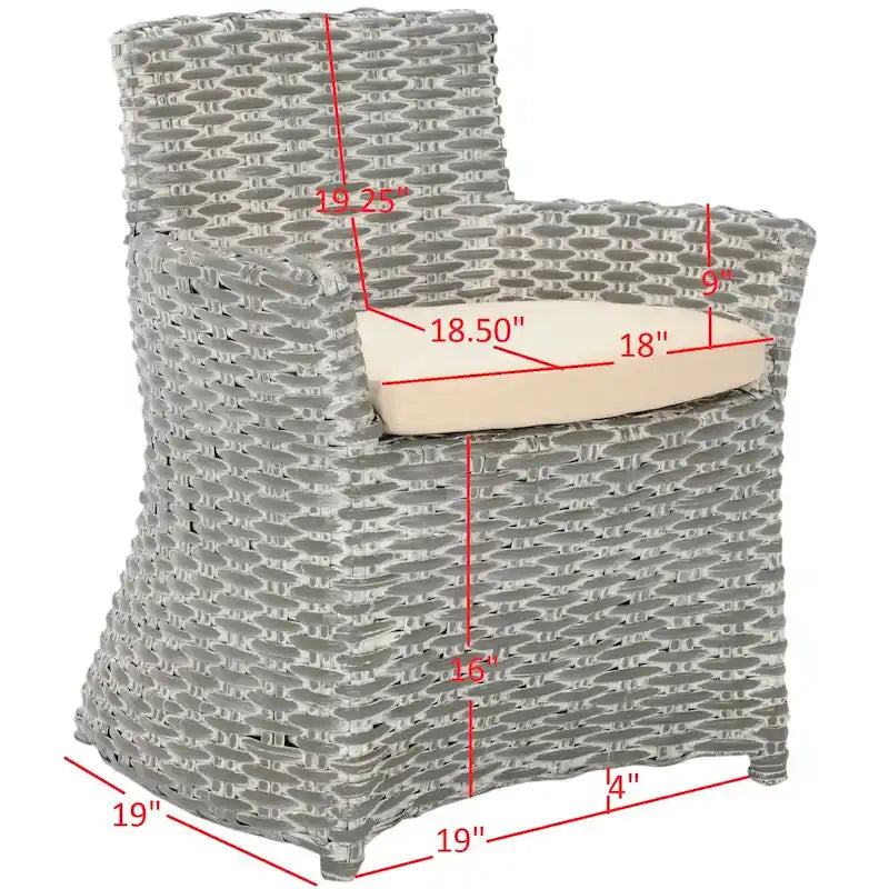 Fauteuil en osier gris délavé - 28 L x 24 P x 33 H - 28Lx24Px33H