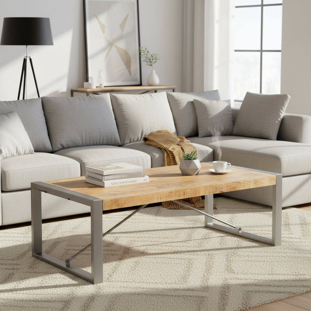vidaXL Coffee Table 47.2x23.6x15.7 Rough Mango Wood