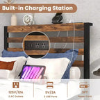 Cadre de lit plateforme Full Industrial Metal avec station de recharge