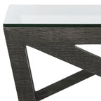 Table basse à plateau en verre style Mid-Century - 33,5 x 33,5 x 14,5 - 34Lx34Px15H