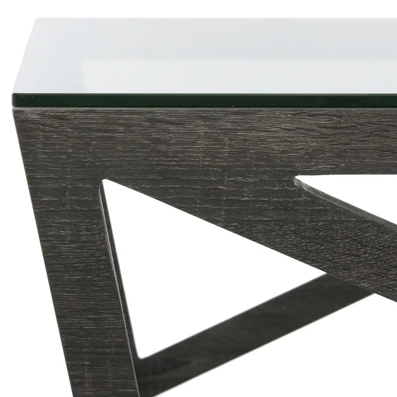 Table basse à plateau en verre style Mid-Century - 33,5 x 33,5 x 14,5 - 34Lx34Px15H