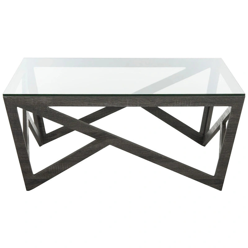Table basse à plateau en verre style Mid-Century - 33,5 x 33,5 x 14,5 - 34Lx34Px15H