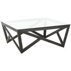 Table basse à plateau en verre style Mid-Century - 33,5 x 33,5 x 14,5 - 34Lx34Px15H