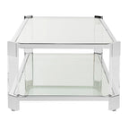 Table basse en verre transparent – 58 L x 26 P x 16 H – 58Lx26Px16H