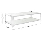 Table basse en verre transparent – 58 L x 26 P x 16 H – 58Lx26Px16H