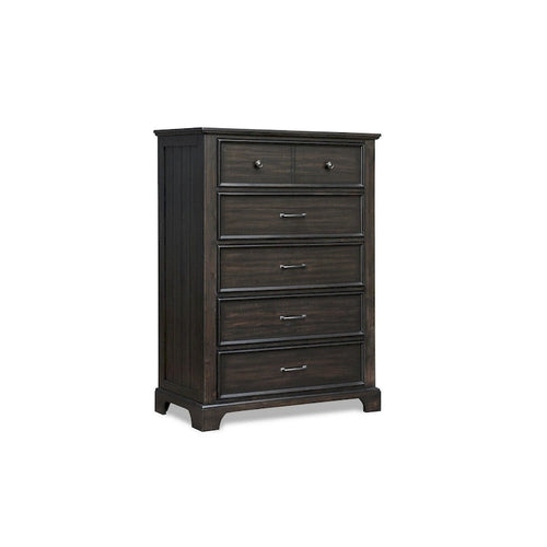 Commode de 142 cm de haut, 6 tiroirs, doublure en feutre et cèdre, brun noyer