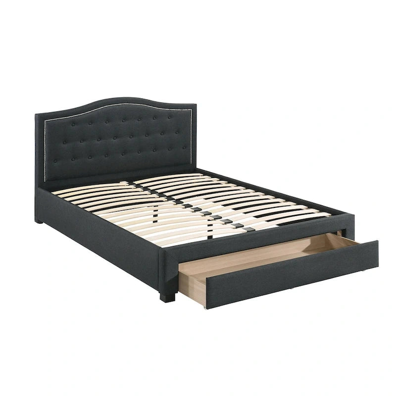 Lit king-size entièrement capitonné avec tiroir de rangement intégré