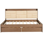 Lit de repos double en bois avec ports USB et tiroirs