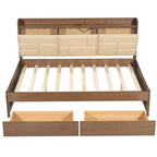 Lit de repos double en bois avec ports USB et tiroirs