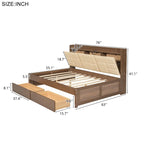 Lit de repos double en bois avec ports USB et tiroirs