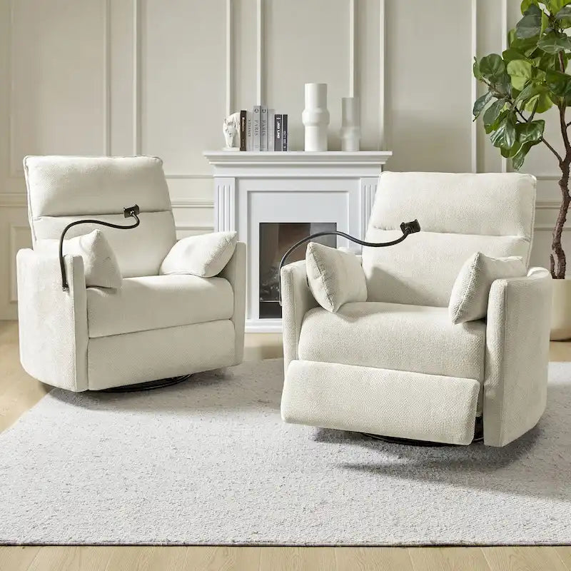 Fauteuil inclinable/à bascule électrique de 96,5 cm pour chambre de bébé avec port USB, ensemble de deux pièces.